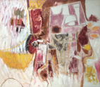 Thumbnail of Parade: Abstract Painting by Ethel Fisher, 1959, oil on canvas, 64 x 48 inches, mid-twentieth century abstract painting, widely exhibited in Havana, Cuba.