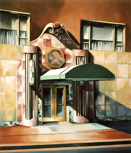 The Lowell, New York (28 63rd St.): Painting of The Lowell Hotel in Manhattan as it used to look, by Ethel Fisher, 1976, oil on canvas, 30 x 26 inches, twentieth century painting of a New York landmark, The Lowell Hotel, a 74-room luxury hotel in the heart of New York's most exclusive and fashionable Upper East Side.
