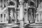 Thumbnail of Sacred Heart Church: Drawing by Ethel Fisher, 1976, graphite on Arches paper, 14 x 20 inches, twentieth-century drawing of a New York church façade.
