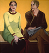 Thumbnail of Double Portrait / Yellow Space (New York): Painting of Ethel Fisher and her husband, by Ethel Fisher, 1969, oil on canvas, 50 x 45 inches, mid-twentieth century figure painting.