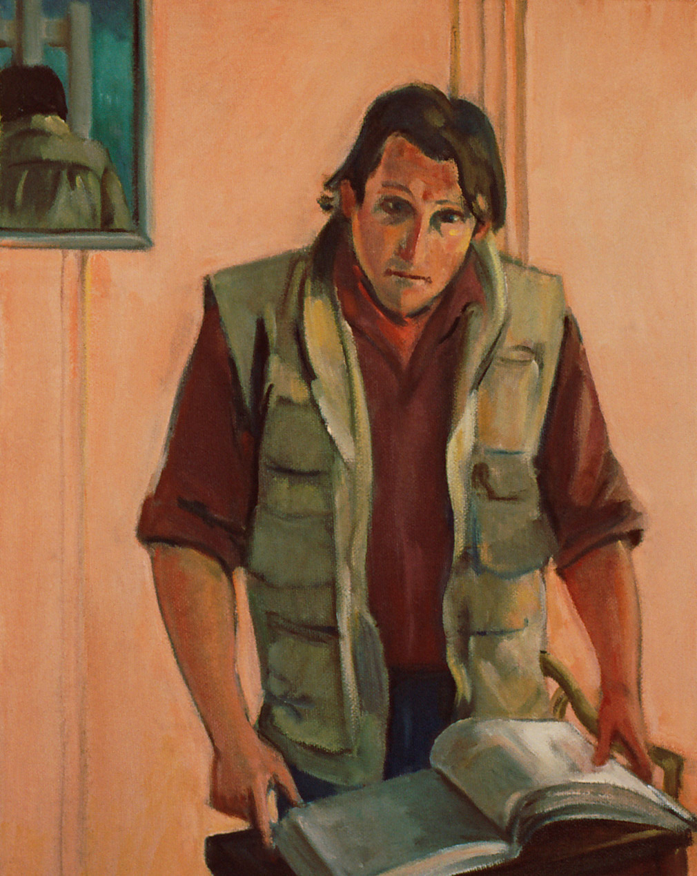 Thumbnail of Michael Wingo reading: by Ethel Fisher, 1988, oil on canvas, 14 x 11 inches