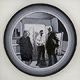 Thumbnail of Rolf Dienet Studio: Collage of Rolf Gunter Dienet his New York Studio in 1967 with Jules Engel and Ethel Fisher, by Ethel Fisher, 1971, mixed media, 12 x 12 inches, mid-twentieth century collage series of New York artists, New York, Cuban, and other architectural landmarks.