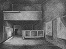 Thumbnail of Pavilion de L'espirit Nouveau: drawing by Ethel Fisher, 1975, of the Pavilion de L'espirit Nouveau in Paris, graphite on Arches paper, 20 x 14 (6.5 x 8.75) inches, mid-twentieth century drawing on a theme of architecture.