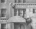 Thumbnail of the Entrance to East 68th Street, New York City): drawing by Ethel Fisher, 1975, of the Entrance to the Building at East 68th Street in Manhattan, graphite on Arches paper, 20 x 14 (6.5 x 8) inches, mid-twentieth century drawing on a theme of architecture.